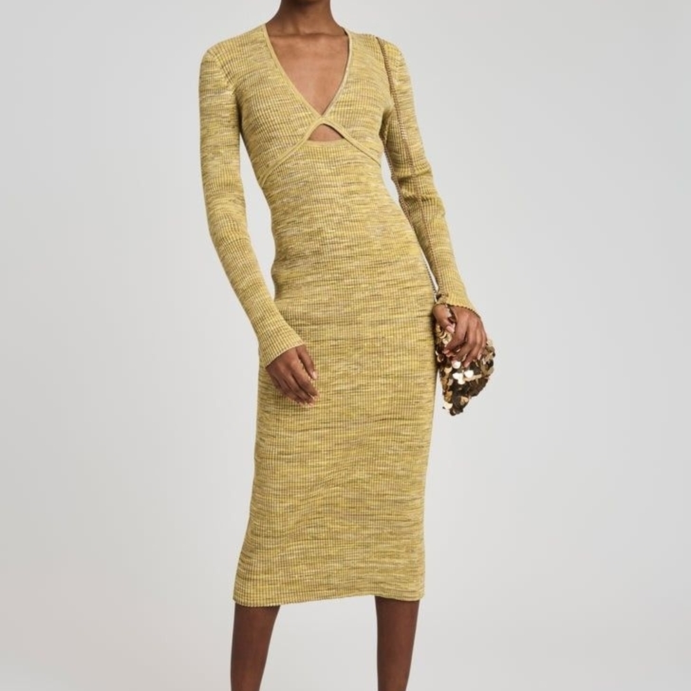 NWT Derek Lam 10 Crosby Geovanna Ribbed Bodycon Cutout Long Sleeve Dress, L